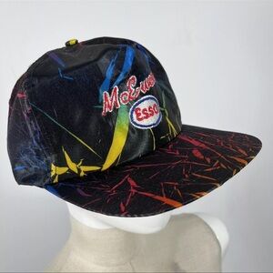 Vintage Esso Reynolds Paint Splatter Atheltic Headwear Hap Snapback Nylon Cap